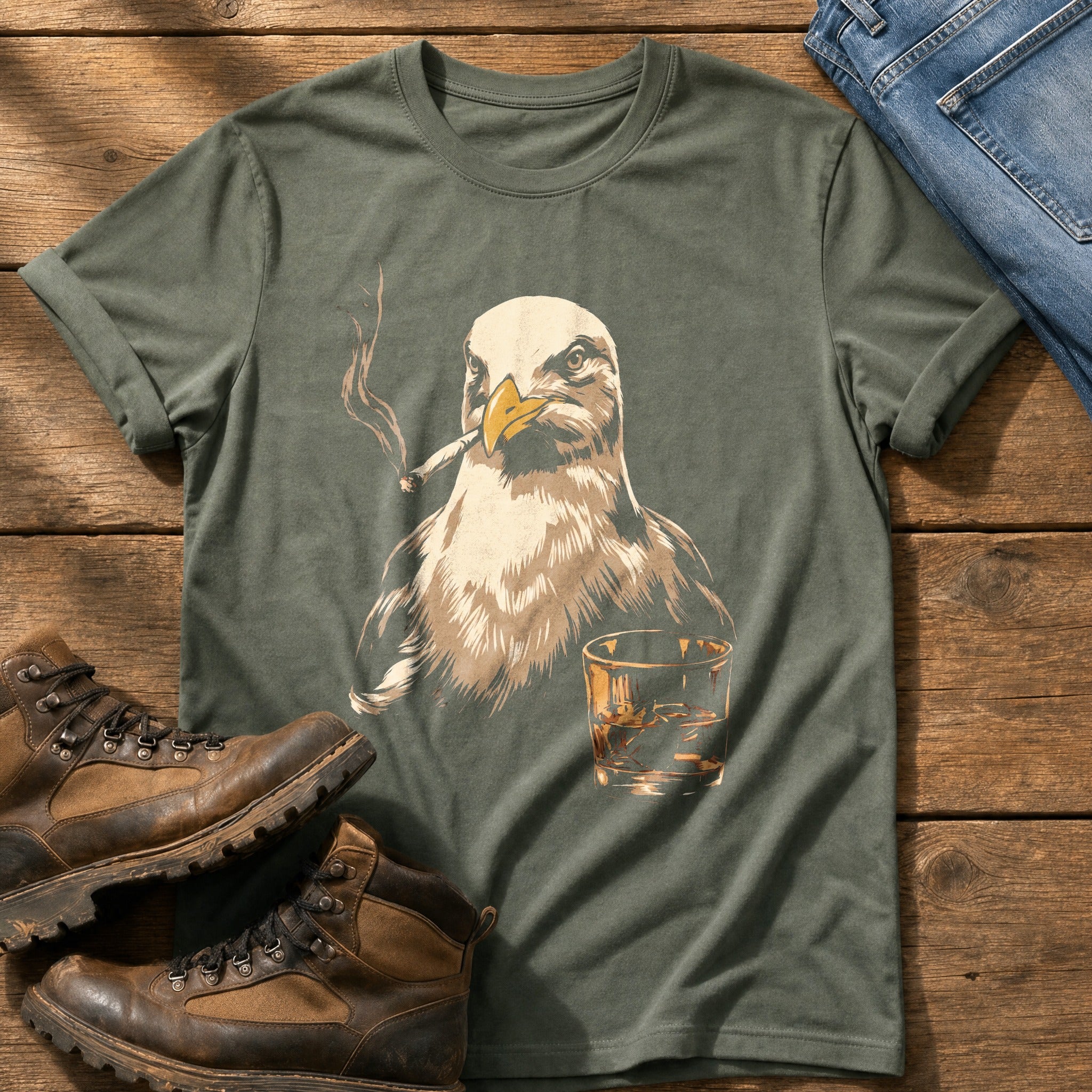Whisky-faced Gull — Moss Comfort Colors tee
