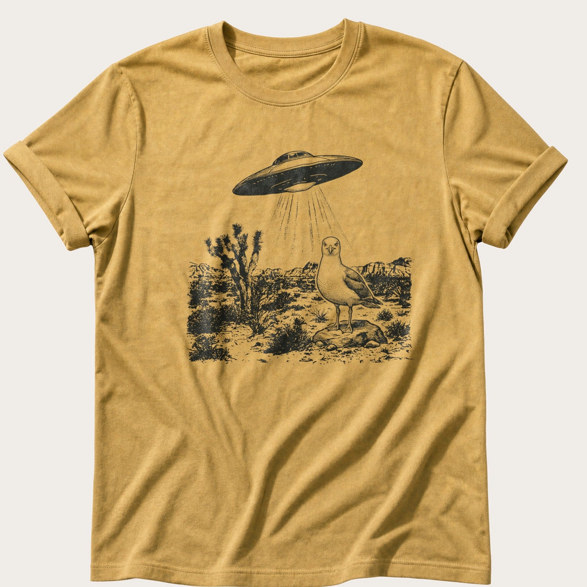 Alien Abduction Seagull 2 — Mustard Comfort Colors tee