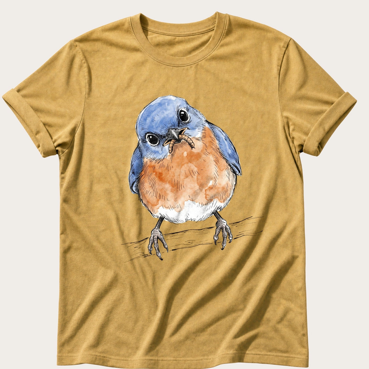 Bird Illustration 4 — Mustard Comfort Colors tee