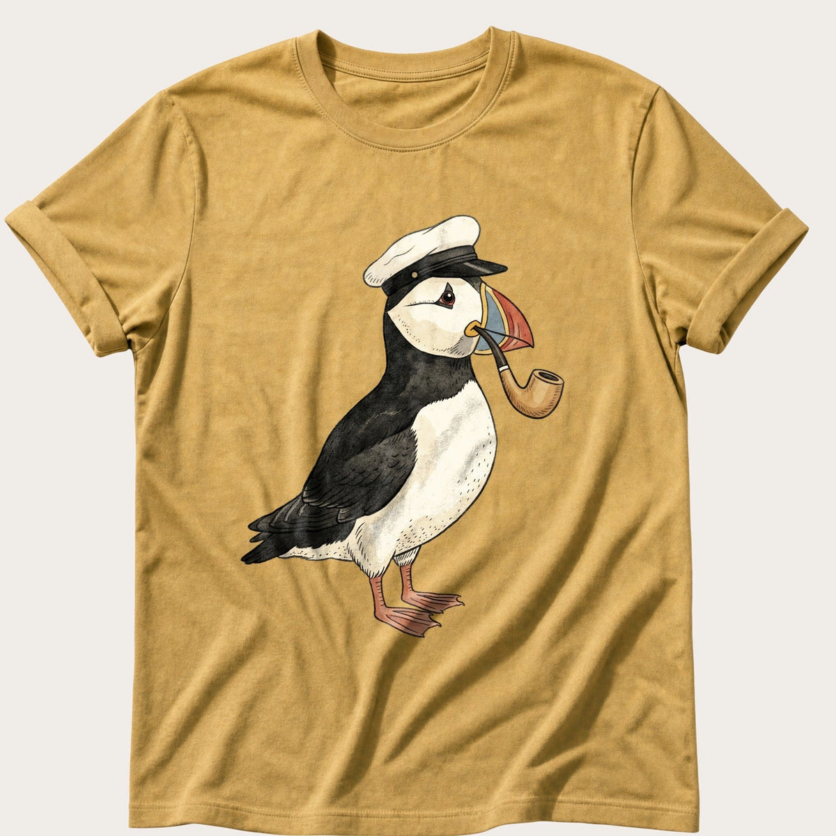 Cap Puffin 1 — Mustard Comfort Colors tee