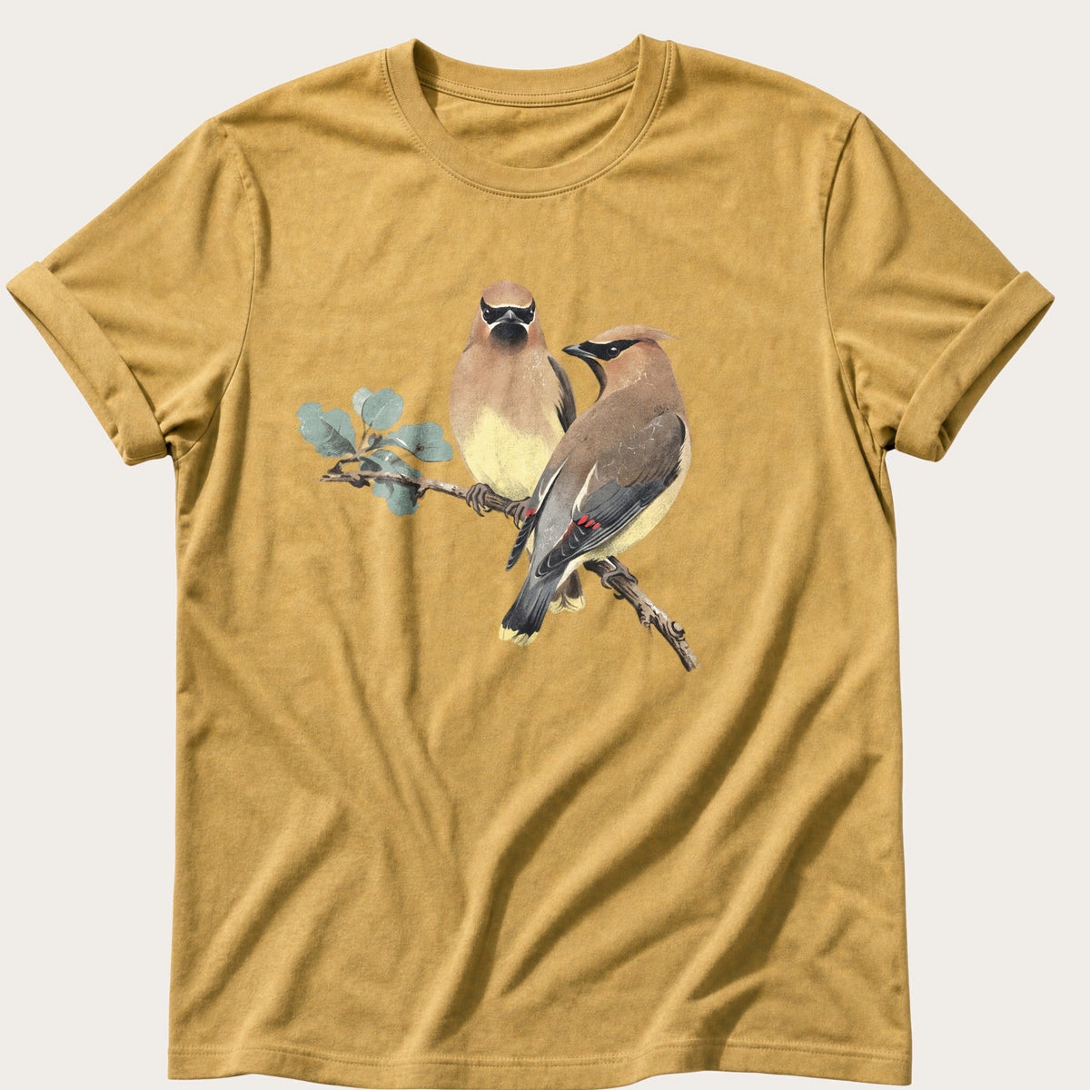Cedar Waxwing — Mustard Comfort Colors tee