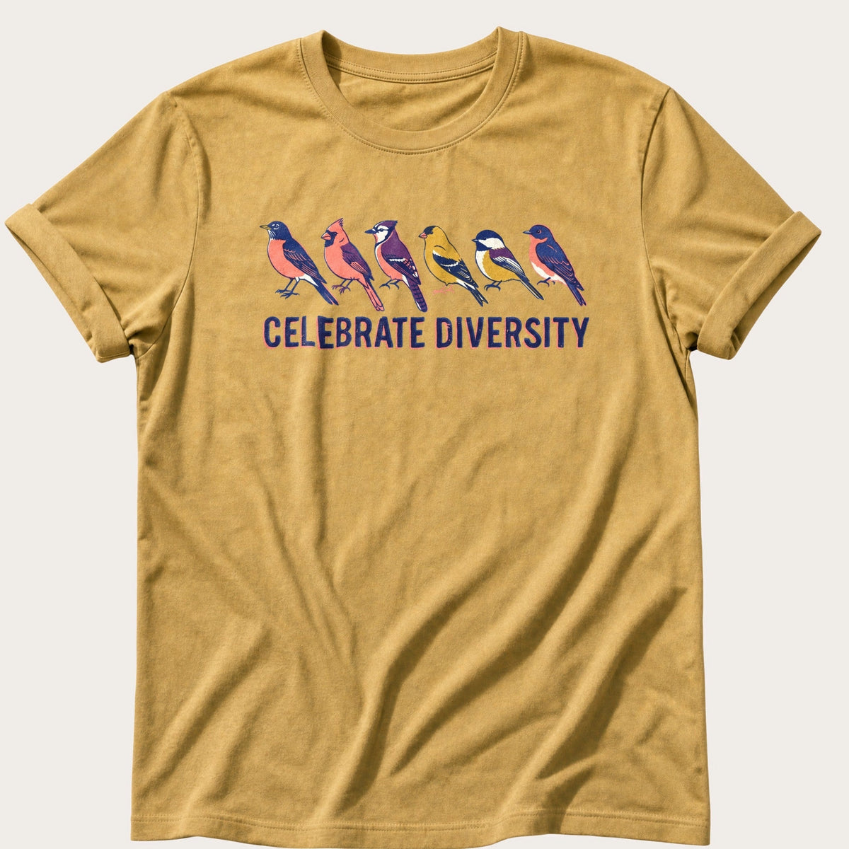 Celebrate Diversity Song Birds 3 — Mustard Comfort Colors tee