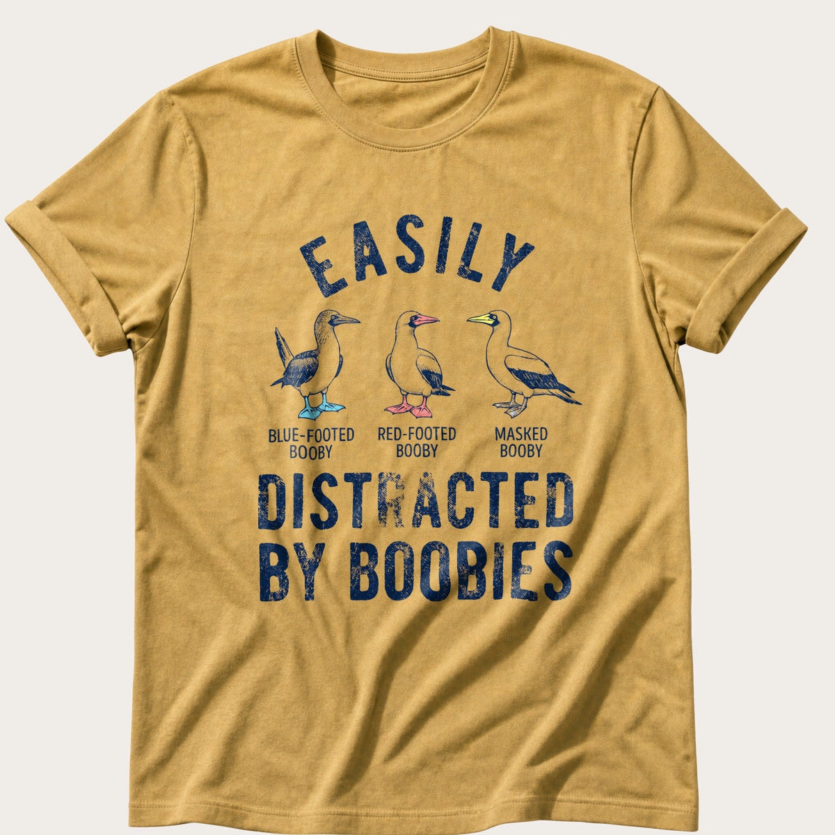 Distracted By Boobies — Mustard Comfort Colors tee