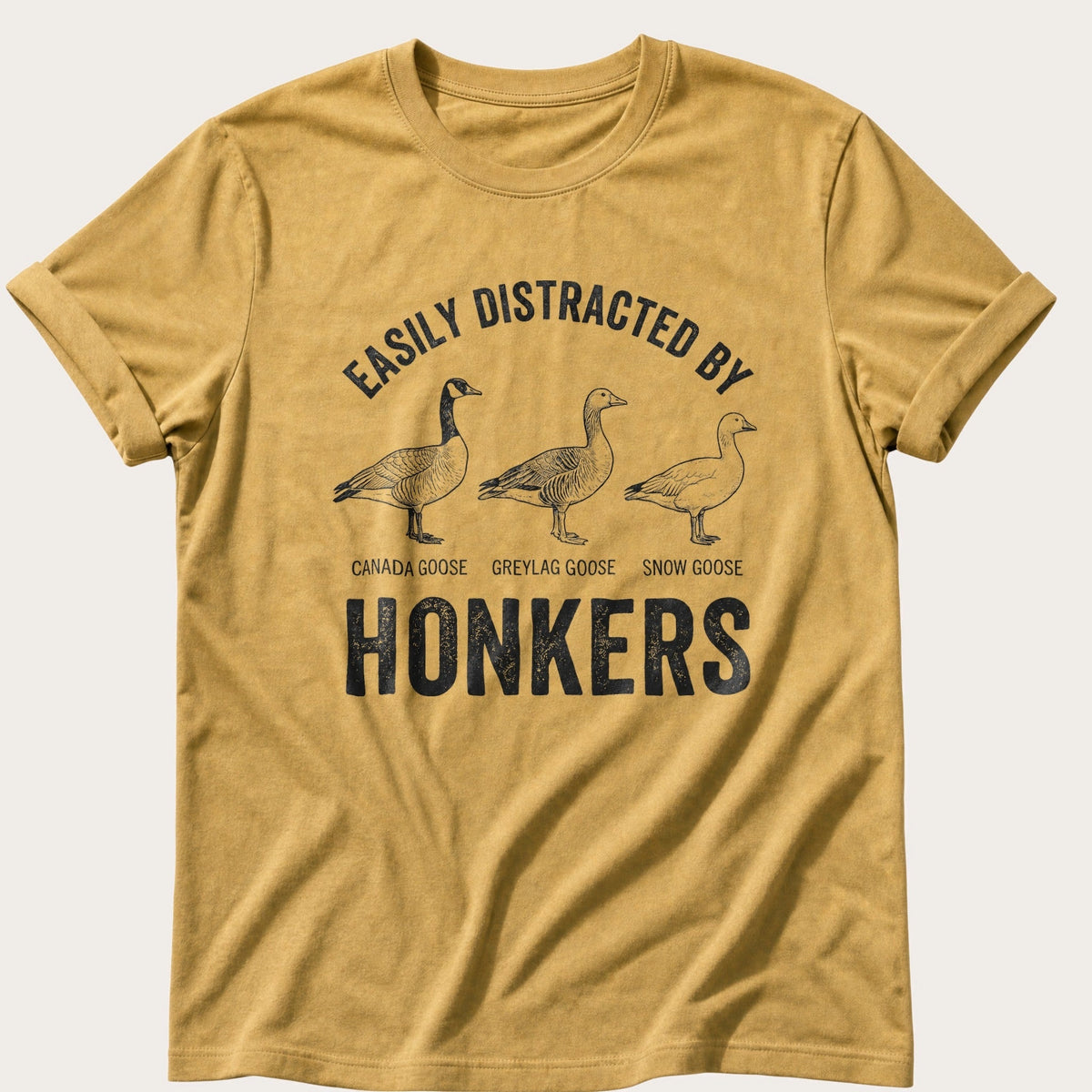 Distracted By Honkers — Mustard Comfort Colors tee