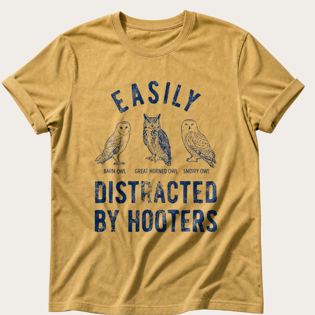 Distracted By Hooters — Mustard Comfort Colors tee