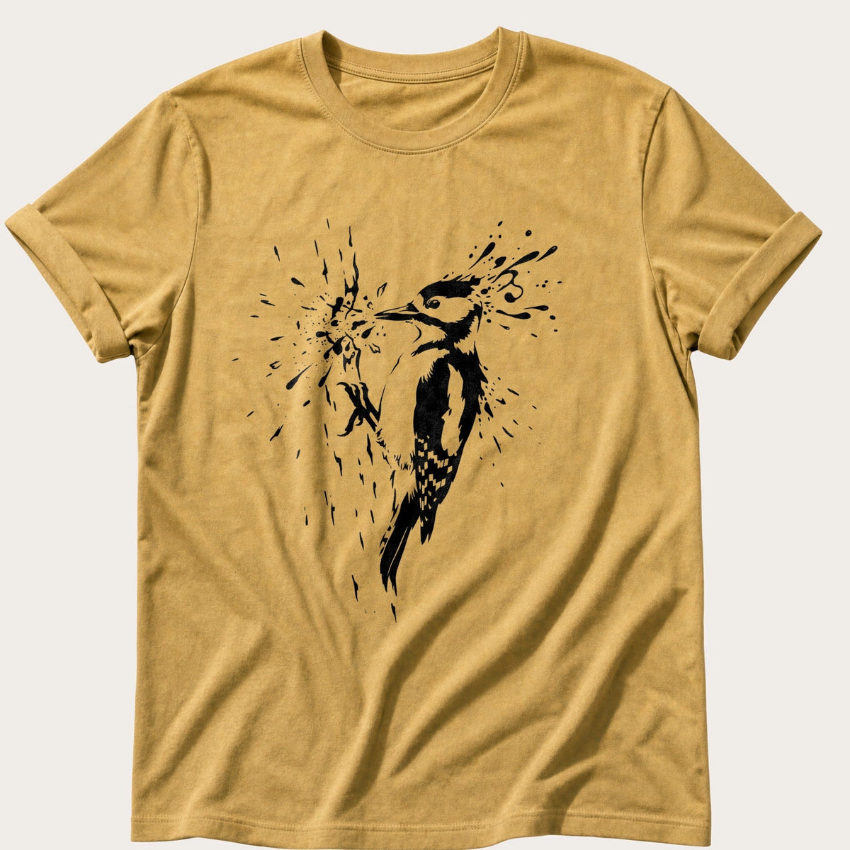 Drumming Woodpecker — Mustard Comfort Colors tee