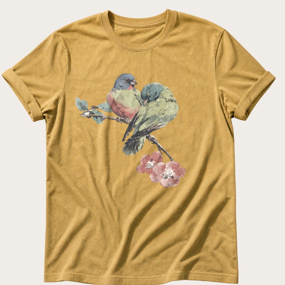 Finches On A Branch — Mustard Comfort Colors tee