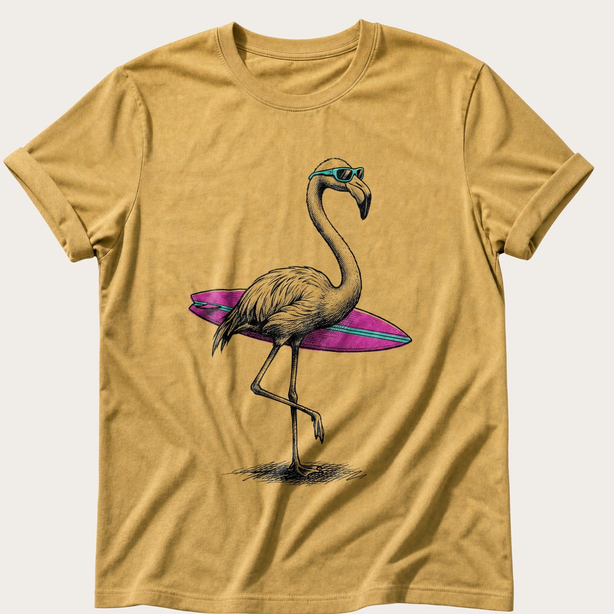 Flamingo Surf Club — Mustard Comfort Colors tee