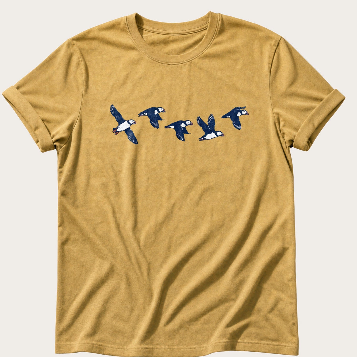Flying Puffins 5 — Mustard Comfort Colors tee