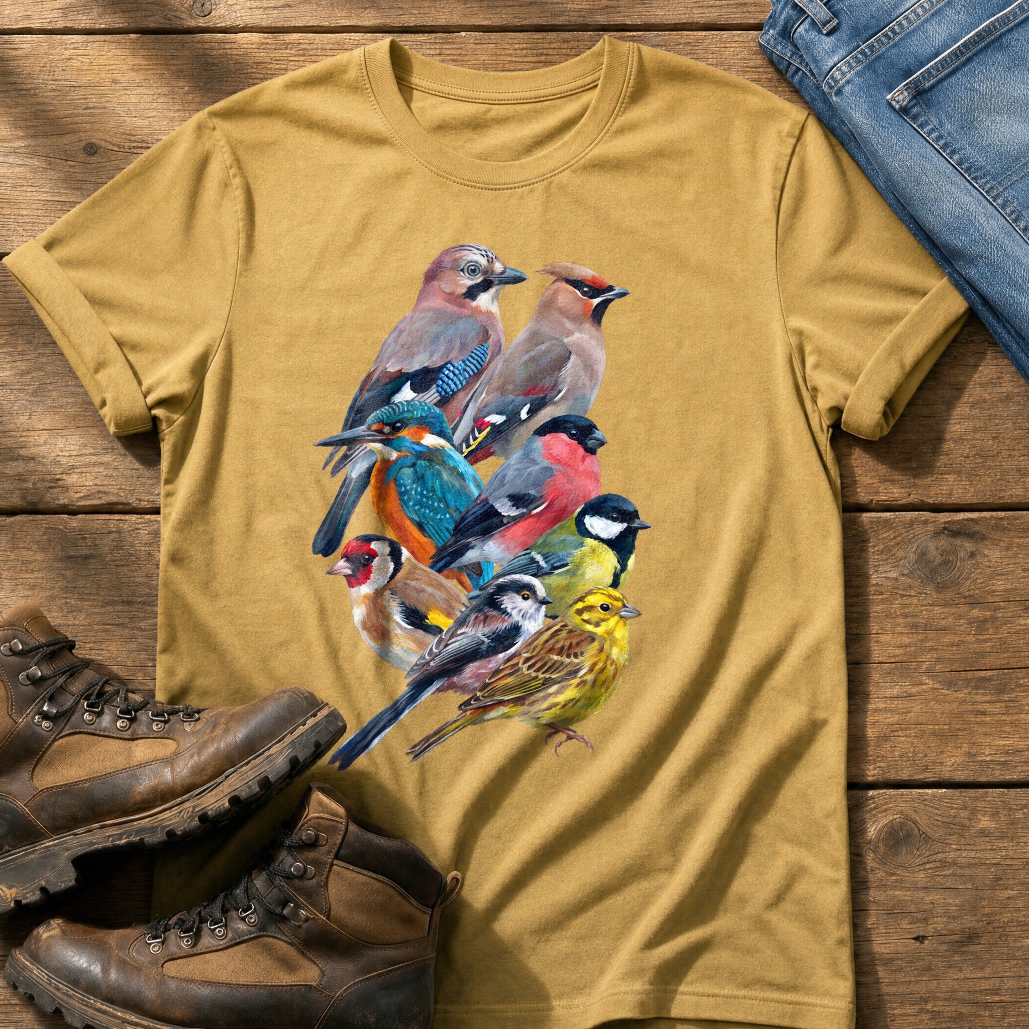 Garden Birds Of Britain — Mustard Comfort Colors tee