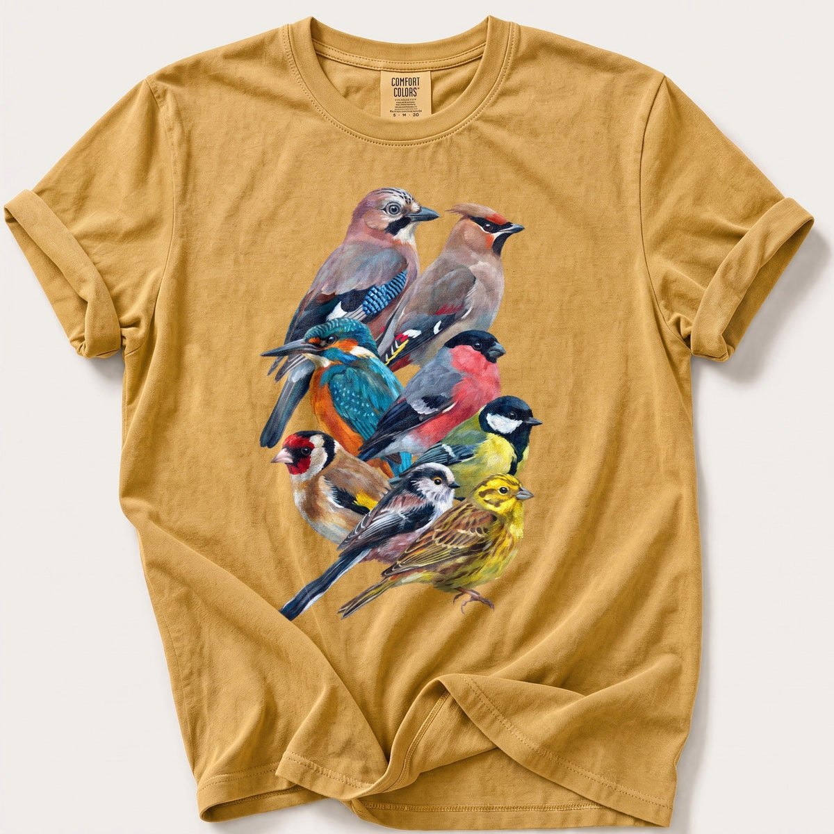 Garden Birds Of Britain — Mustard Comfort Colors tee