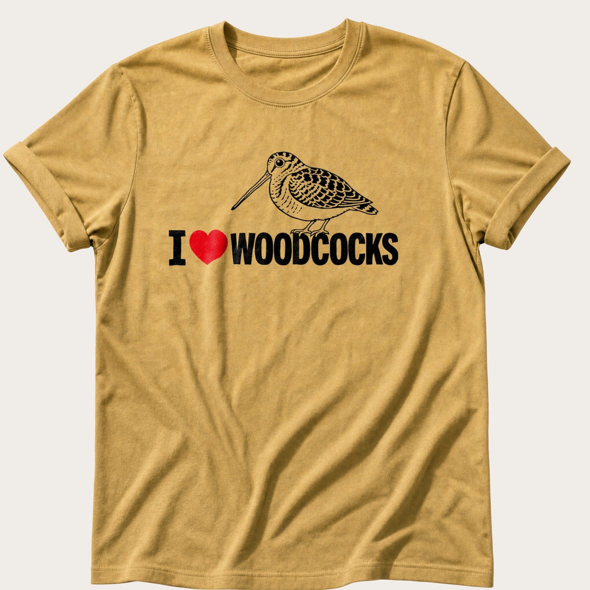 I Heart Woodcocks — Mustard Comfort Colors tee