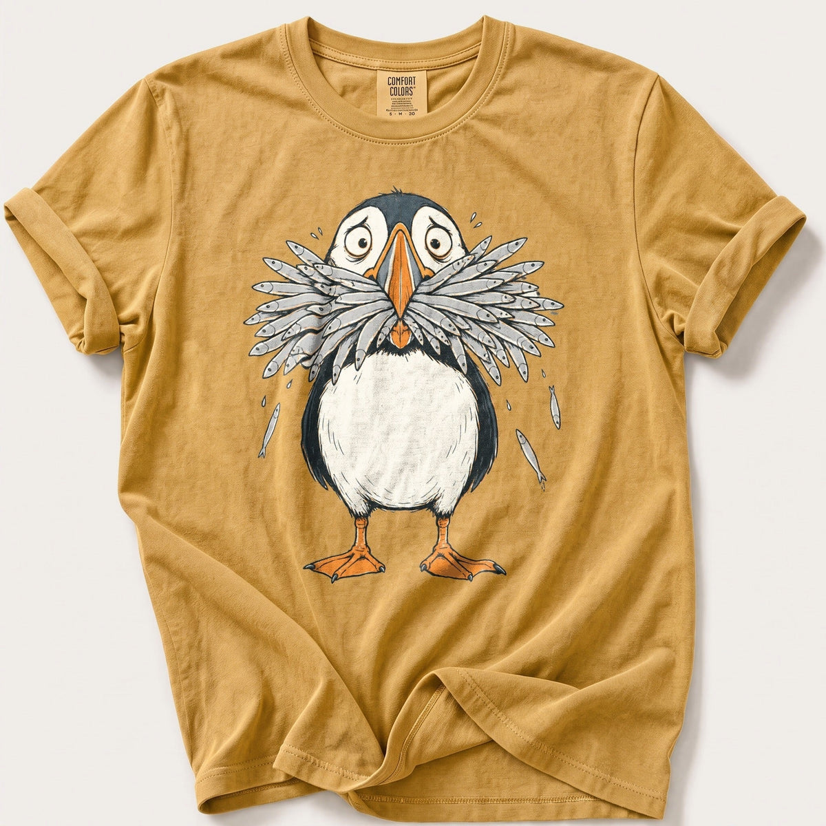 Mouthful Of Sardines — Mustard Comfort Colors tee