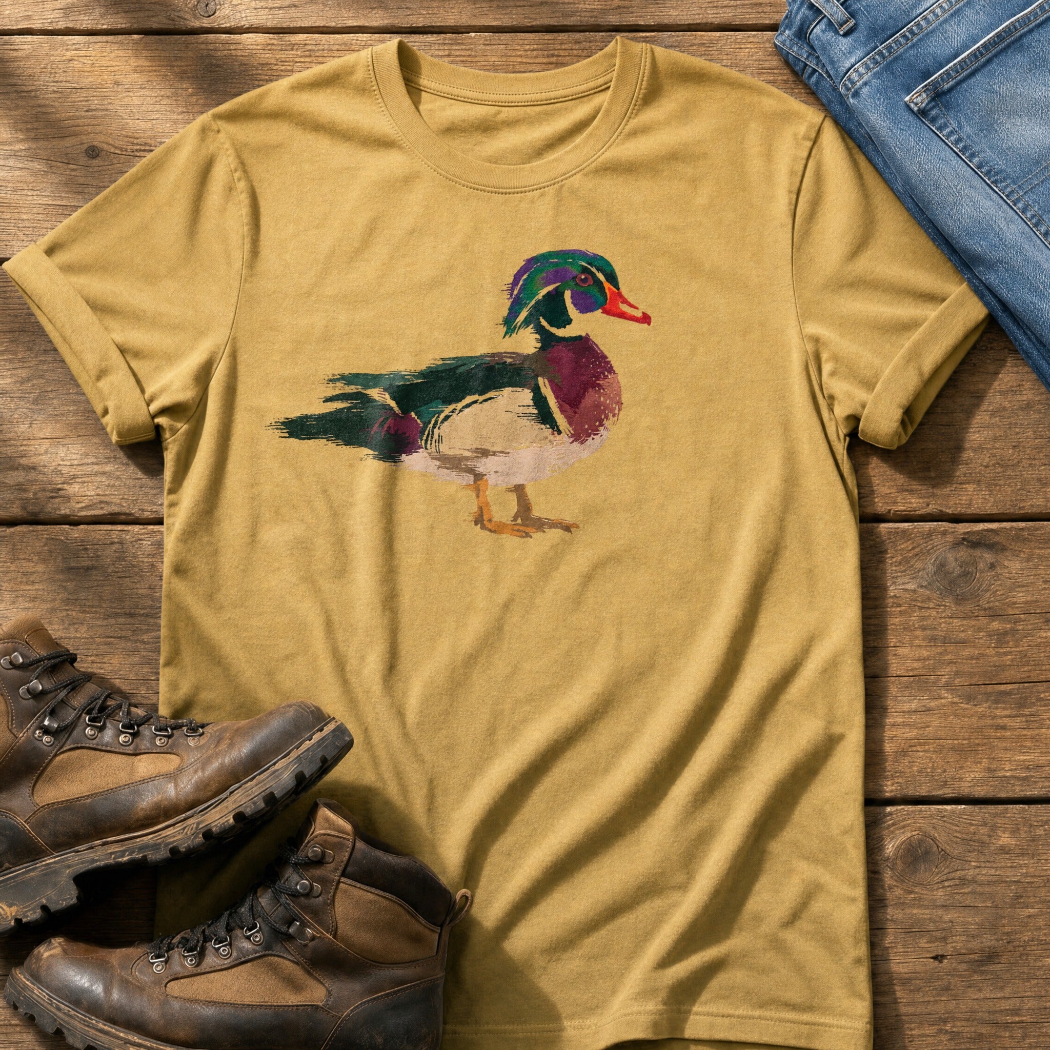 Painted Wood Duck — Mustard Comfort Colors tee