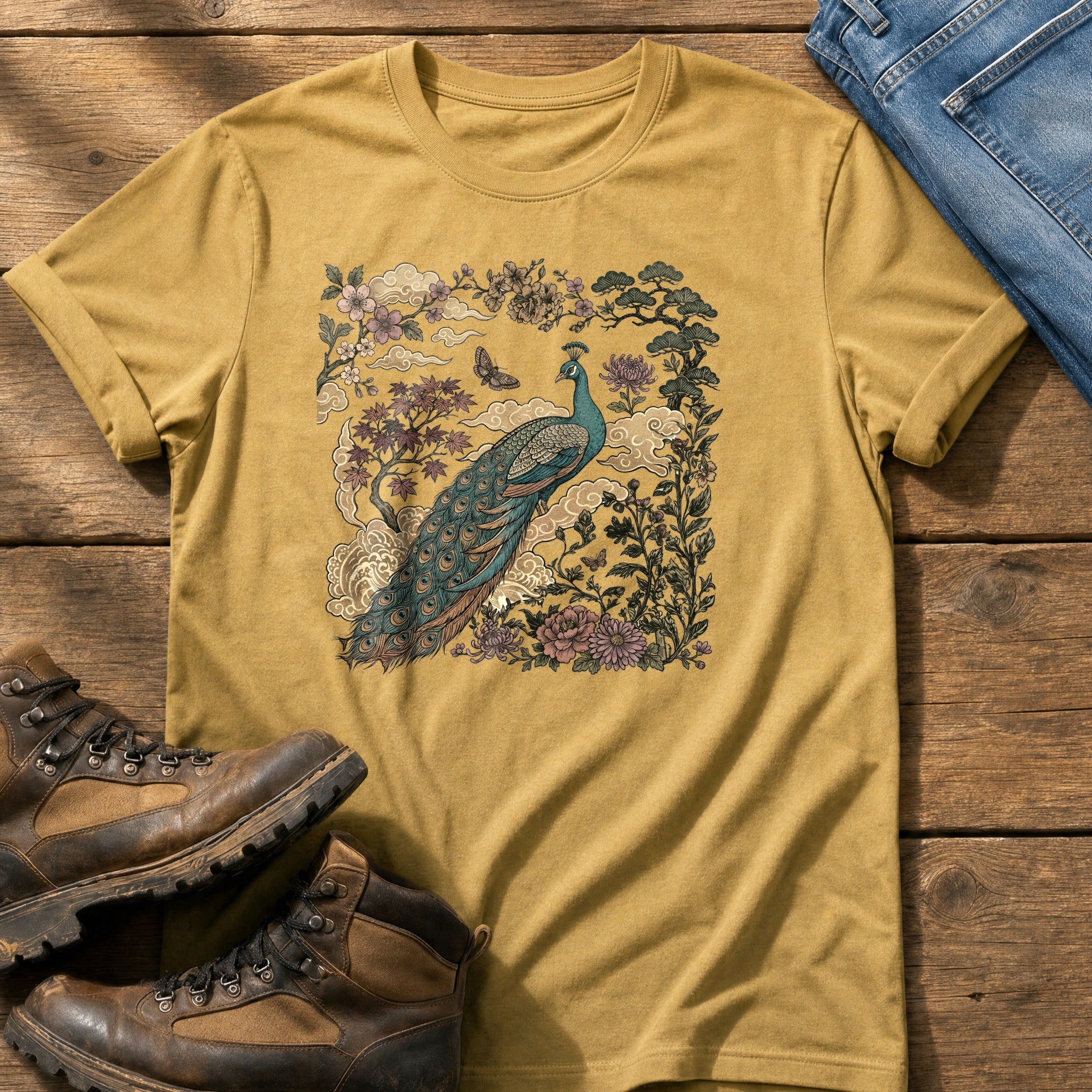 Peacock Murul — Mustard Comfort Colors tee