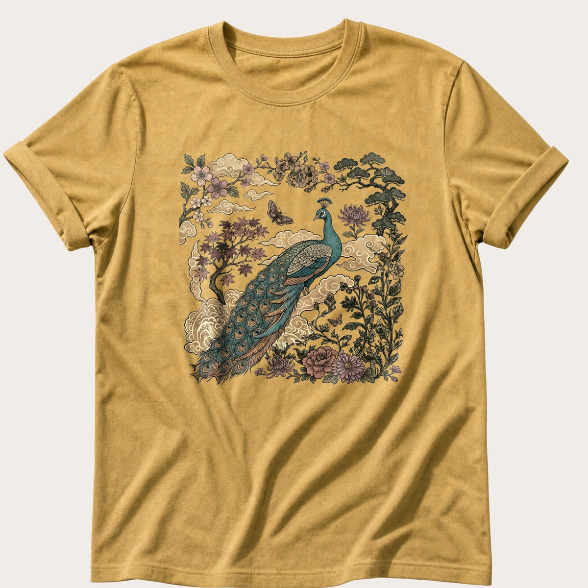 Peacock Murul — Mustard Comfort Colors tee
