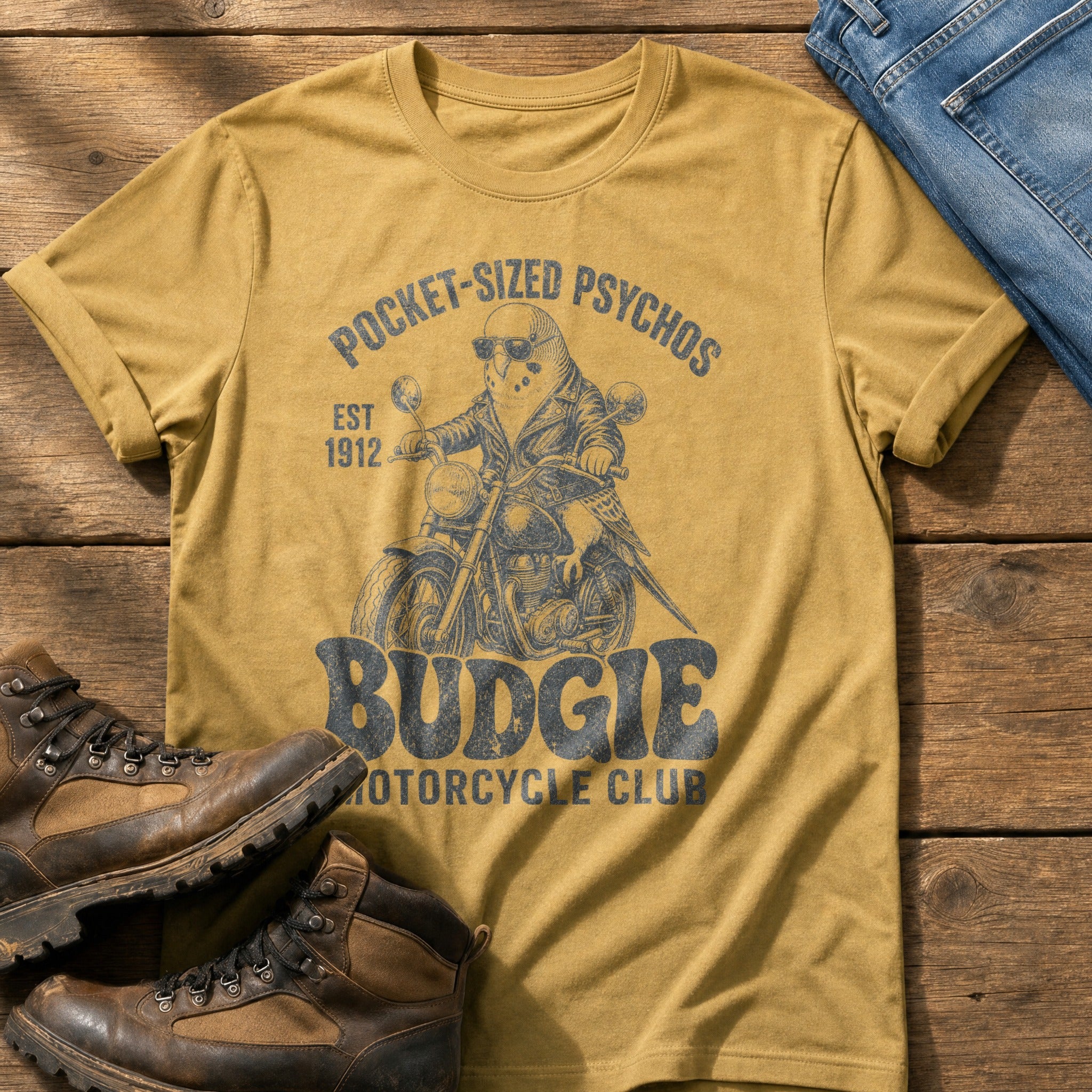 Pocket-sized Psychos — Mustard Comfort Colors tee