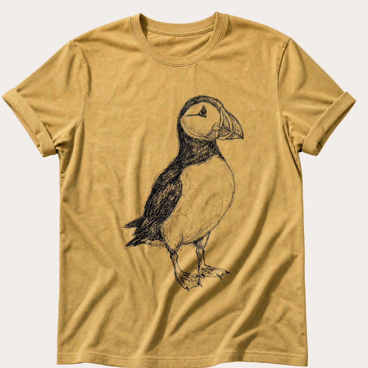 Puffin In Biro — Mustard Comfort Colors tee