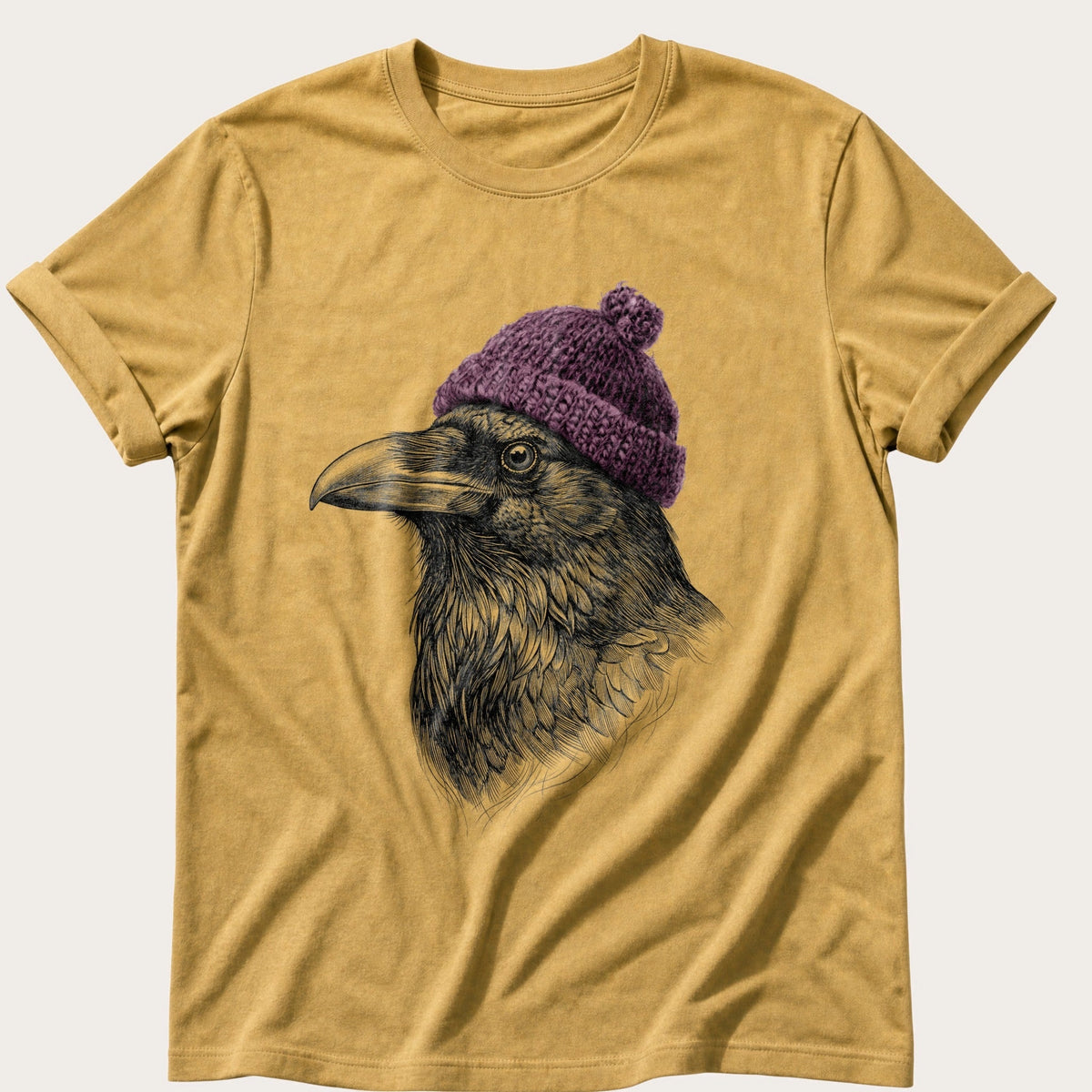 Raven Sketch 4 — Mustard Comfort Colors tee