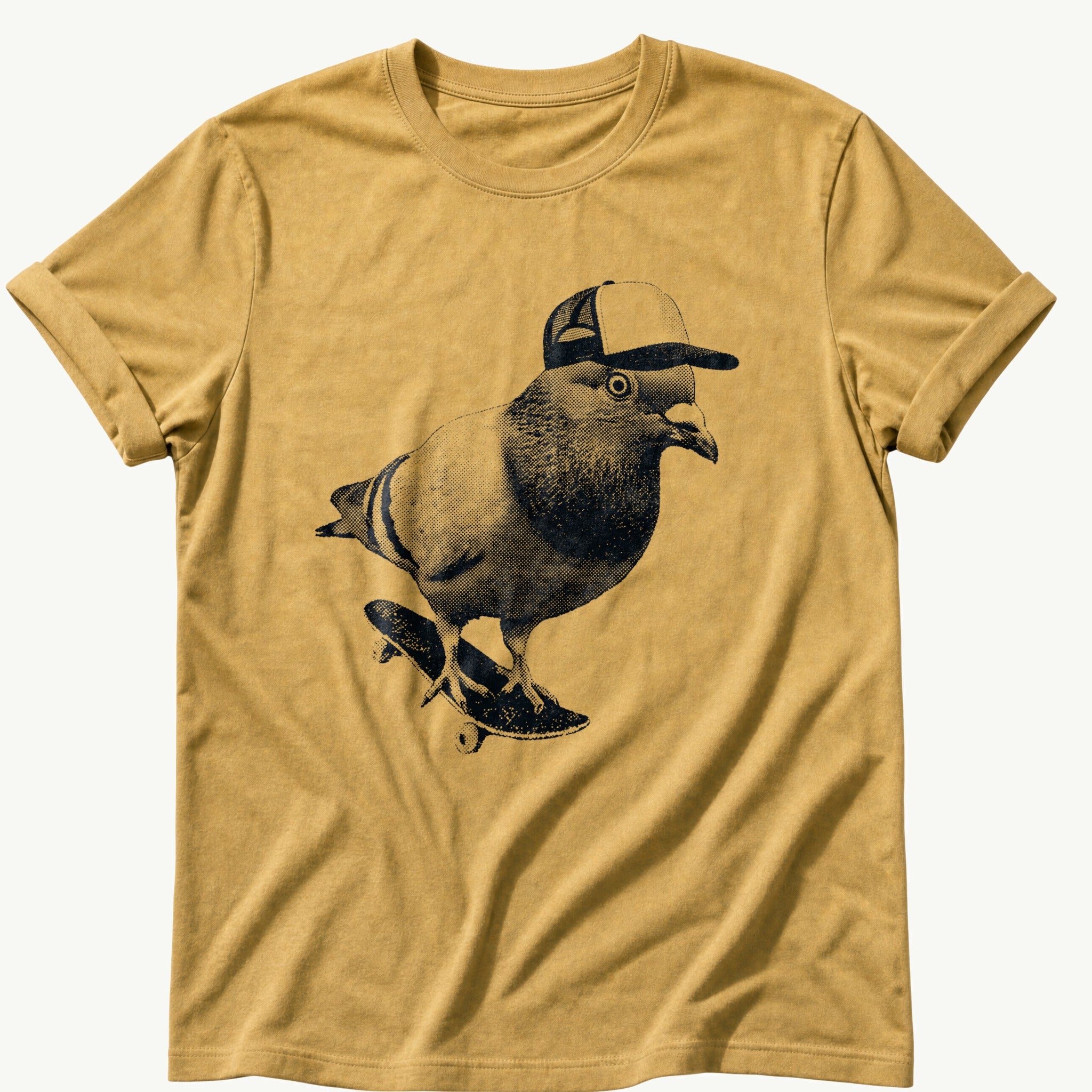 skater-pigeon — Mustard Comfort Colors tee