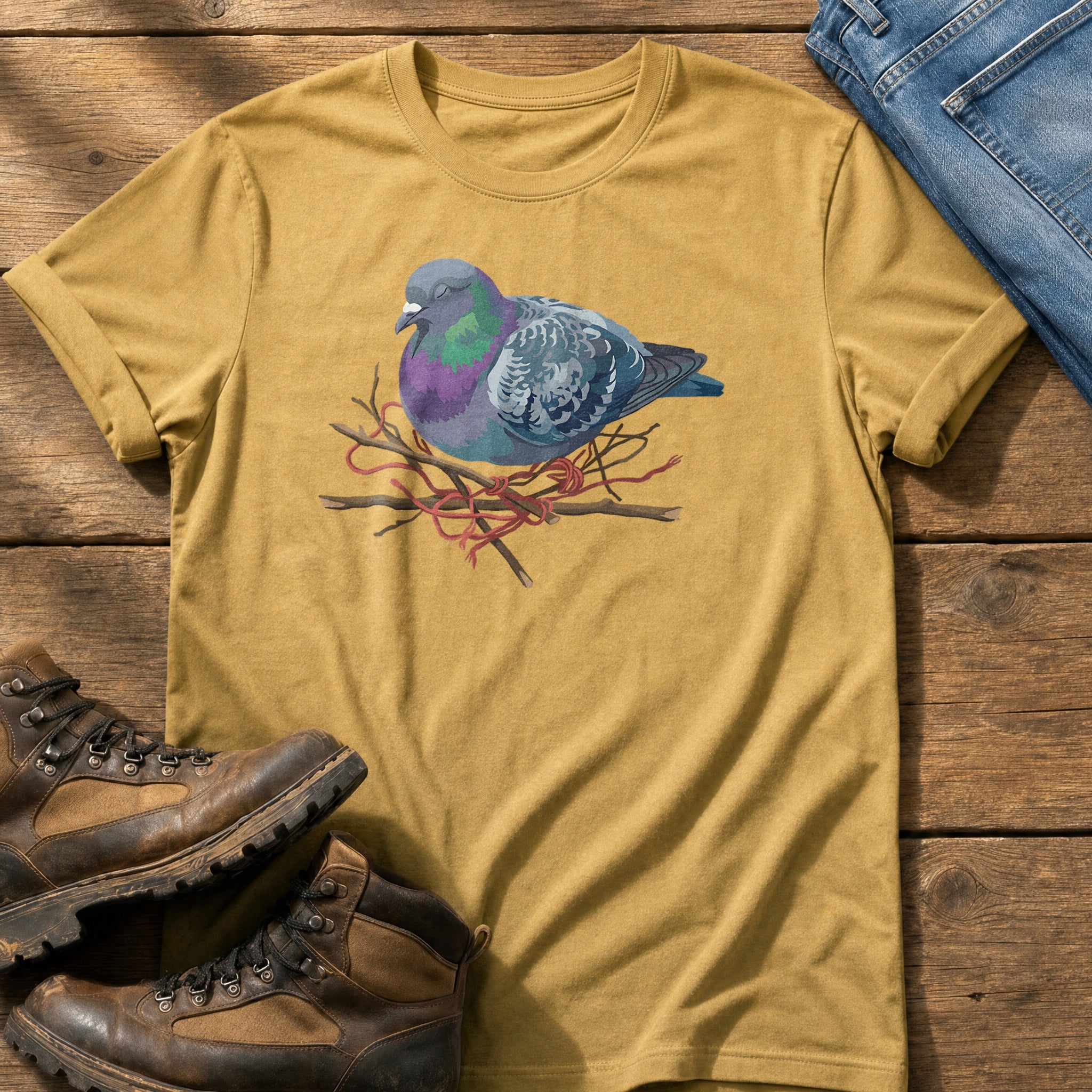 Sleeping Pigeon — Mustard Comfort Colors tee