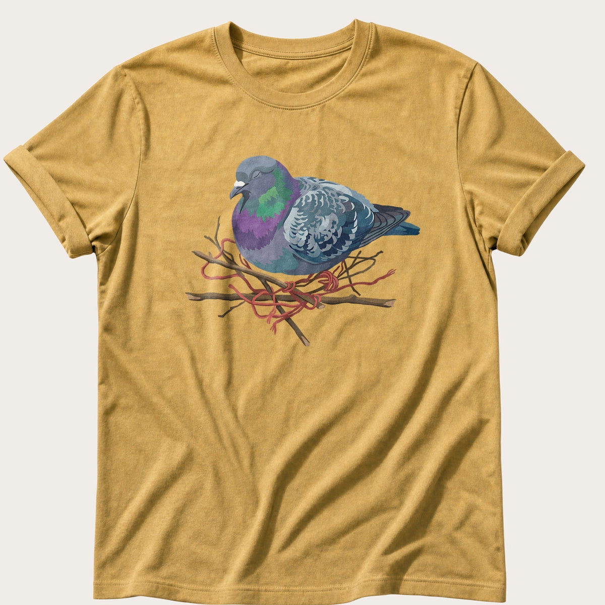 Sleeping Pigeon — Mustard Comfort Colors tee