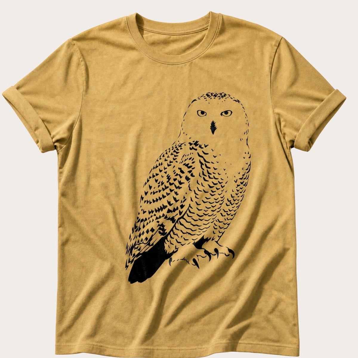 Snowy Owl — Mustard Comfort Colors tee