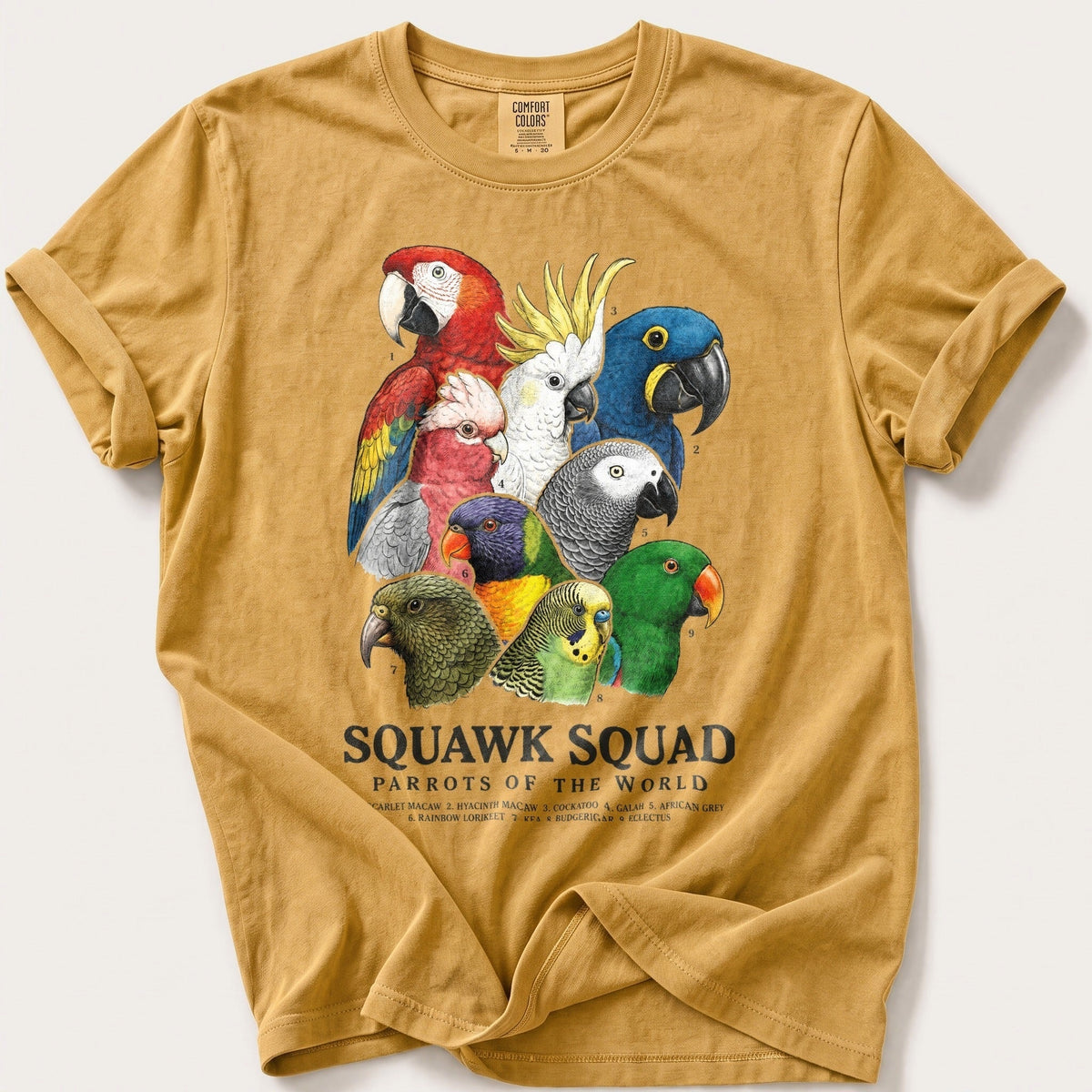 Squawk Squad — Mustard Comfort Colors tee