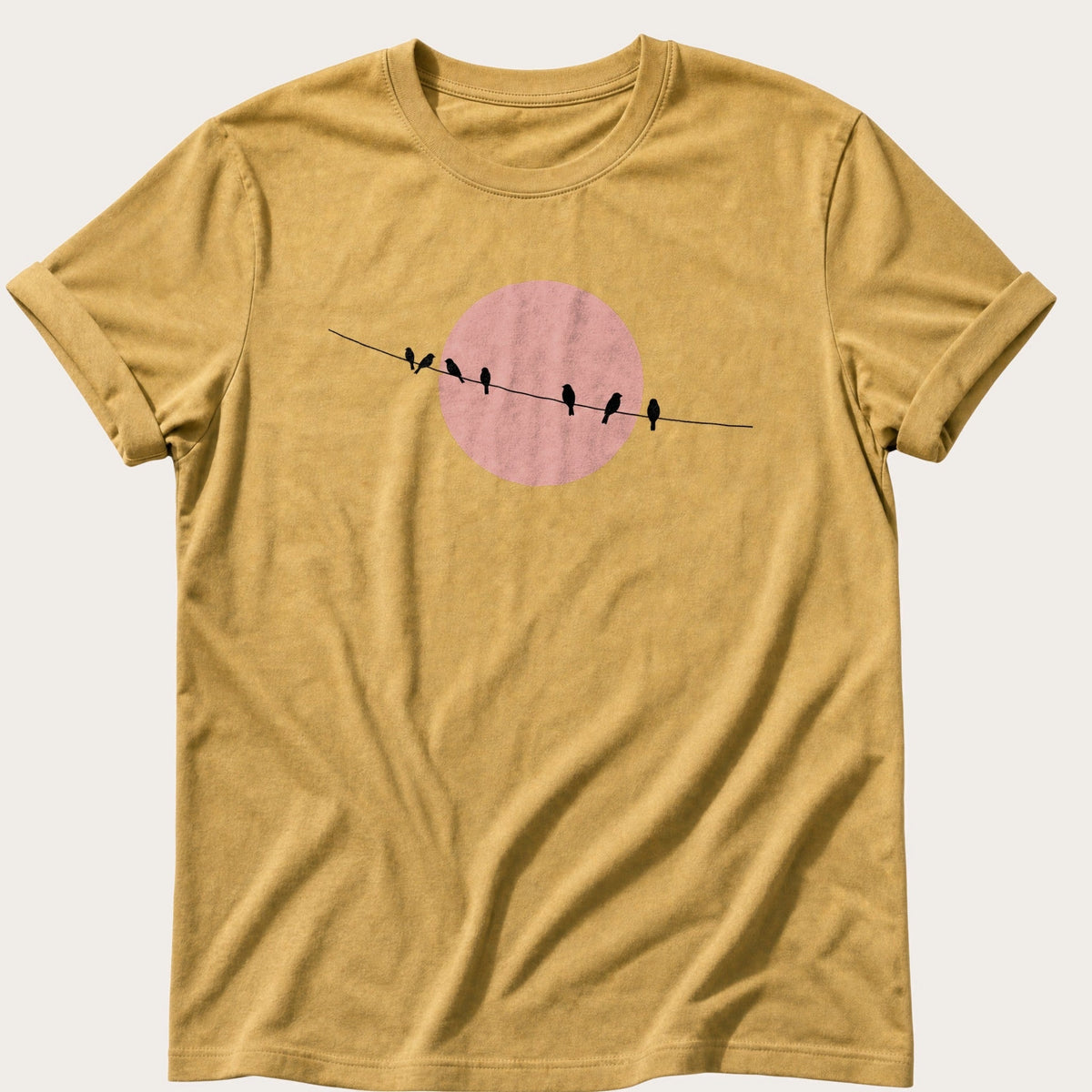 Starlings On The Wire — Mustard Comfort Colors tee