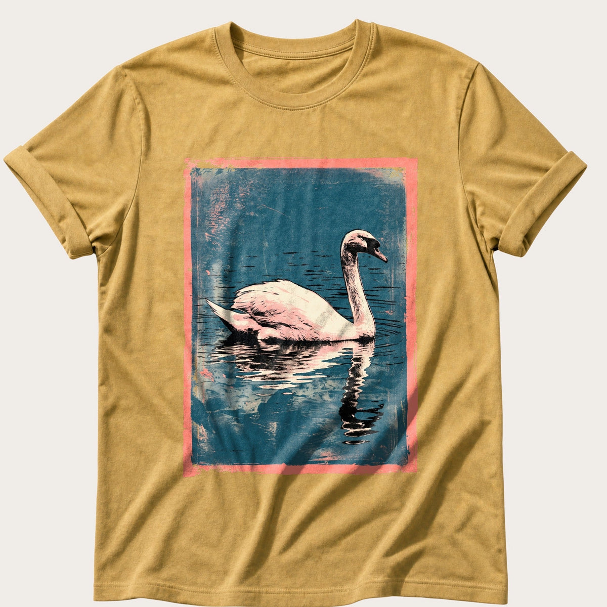 Swan On Still Water — Mustard Comfort Colors tee