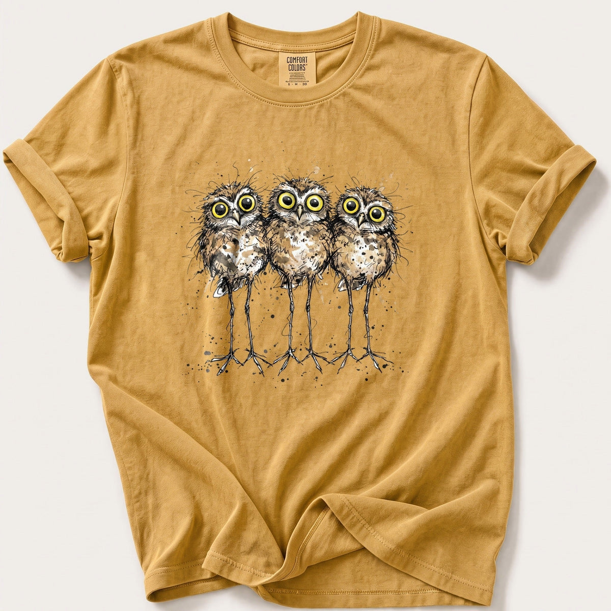 The Owl Committee — Mustard Comfort Colors tee