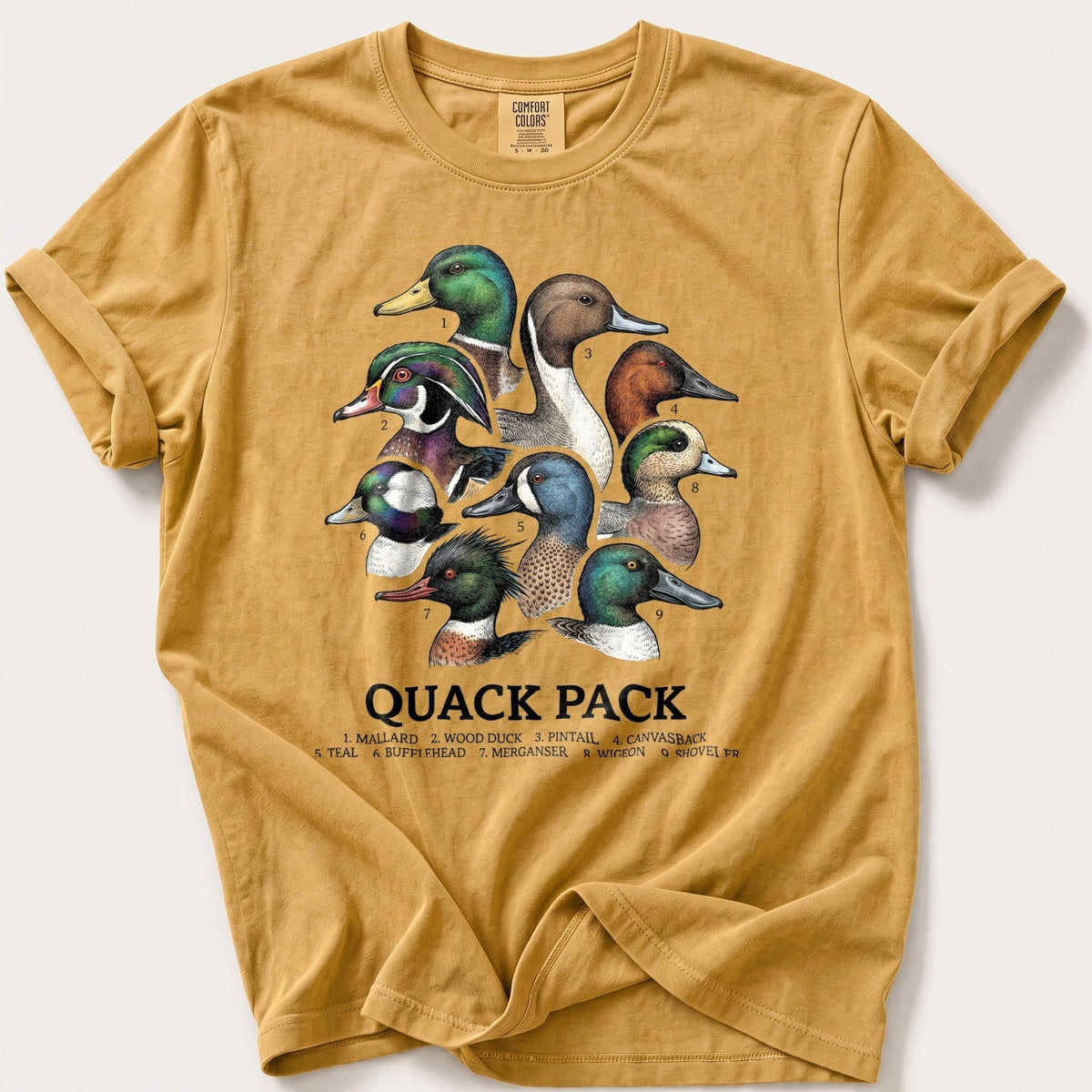 The Quack Pack — Mustard Comfort Colors tee