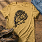 Tilted Head Owl 11 — Mustard Comfort Colors tee