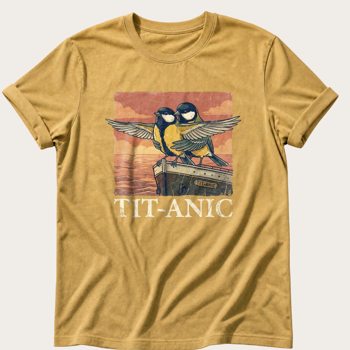 Tit-Anic — Mustard Comfort Colors tee
