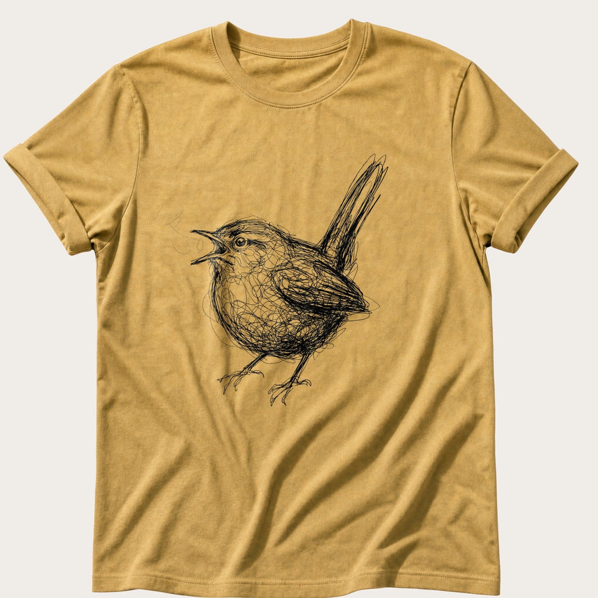 Wren In Full Song — Mustard Comfort Colors tee