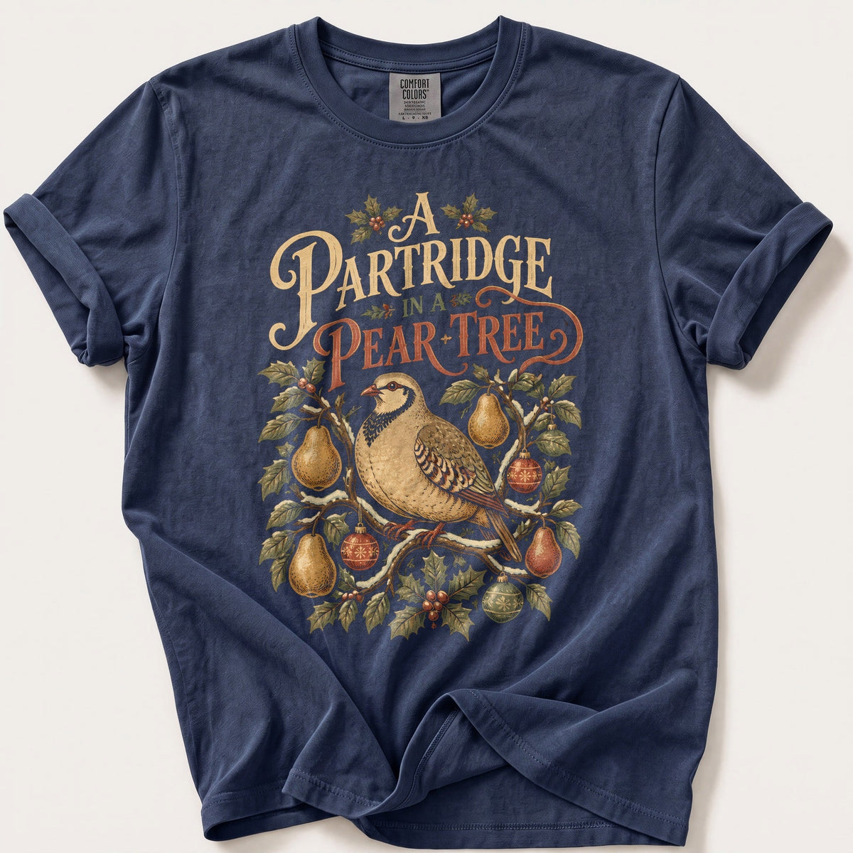 A Partridge In A Pear Tree — Navy Comfort Colors tee