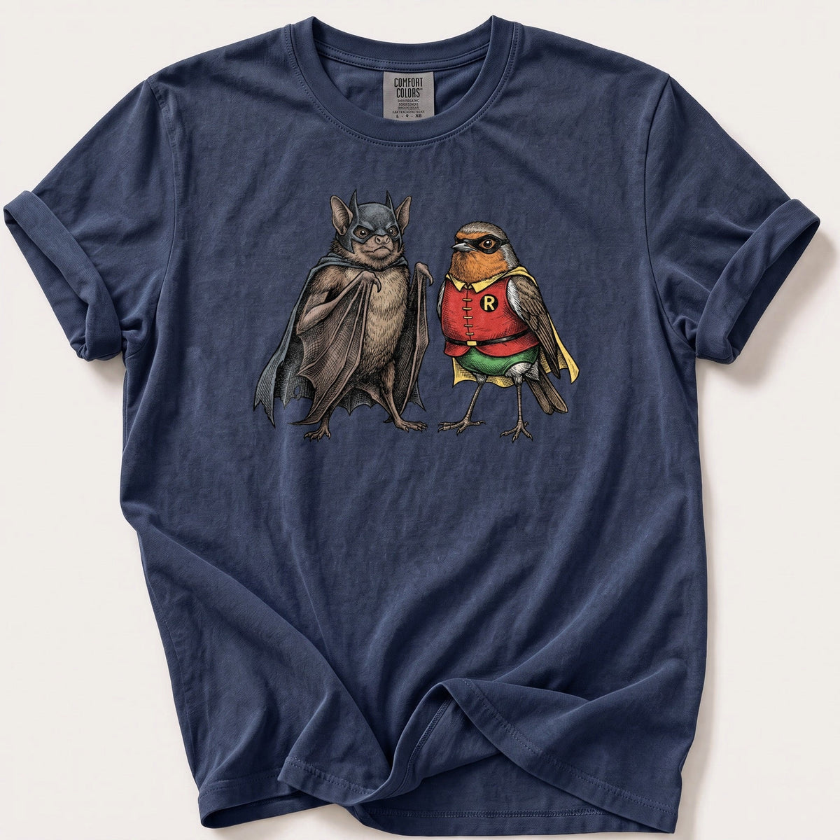 Bat N Robin 11 — Navy Comfort Colors tee
