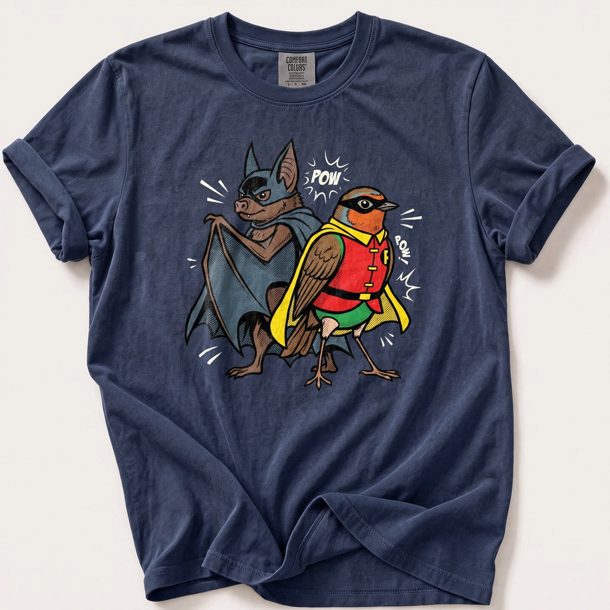 Bat N Robin 44 — Navy Comfort Colors tee
