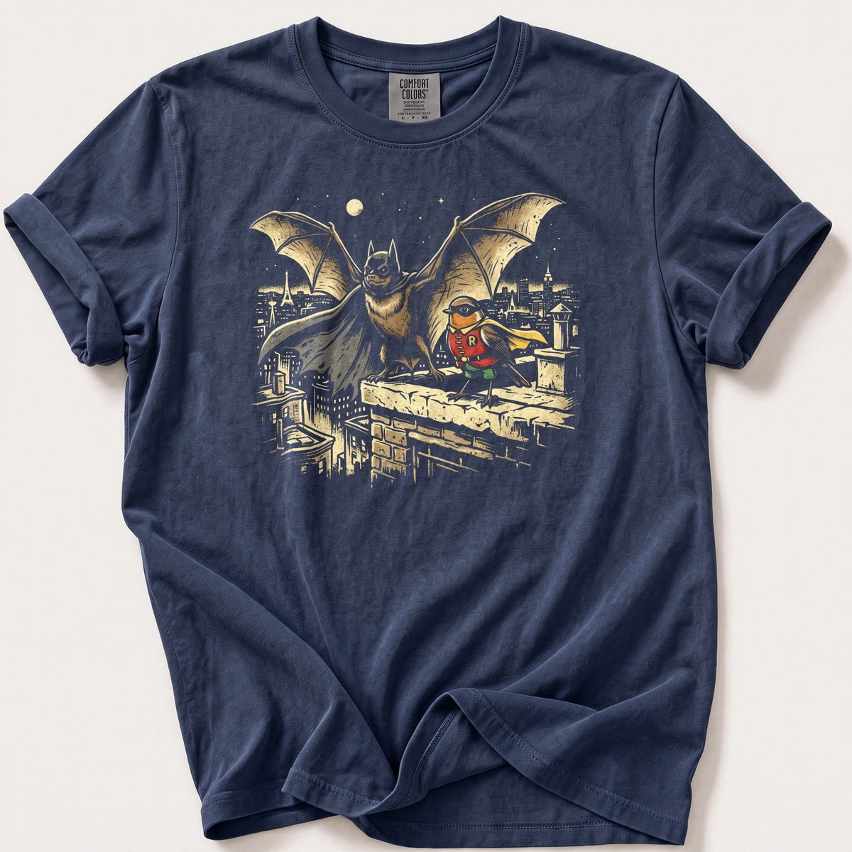 Bat N Robin 7 — Navy Comfort Colors tee