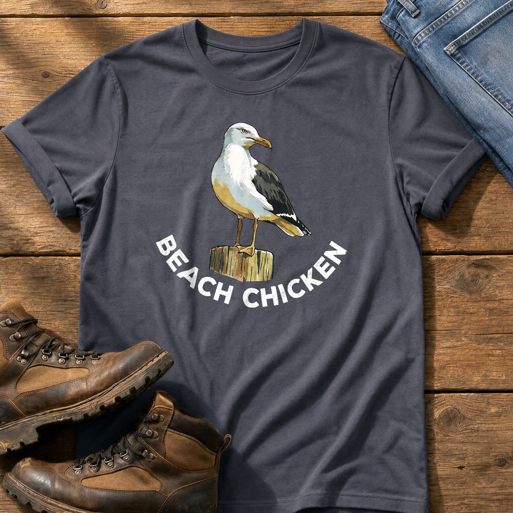 Beach Chicken 12 — Navy Comfort Colors tee