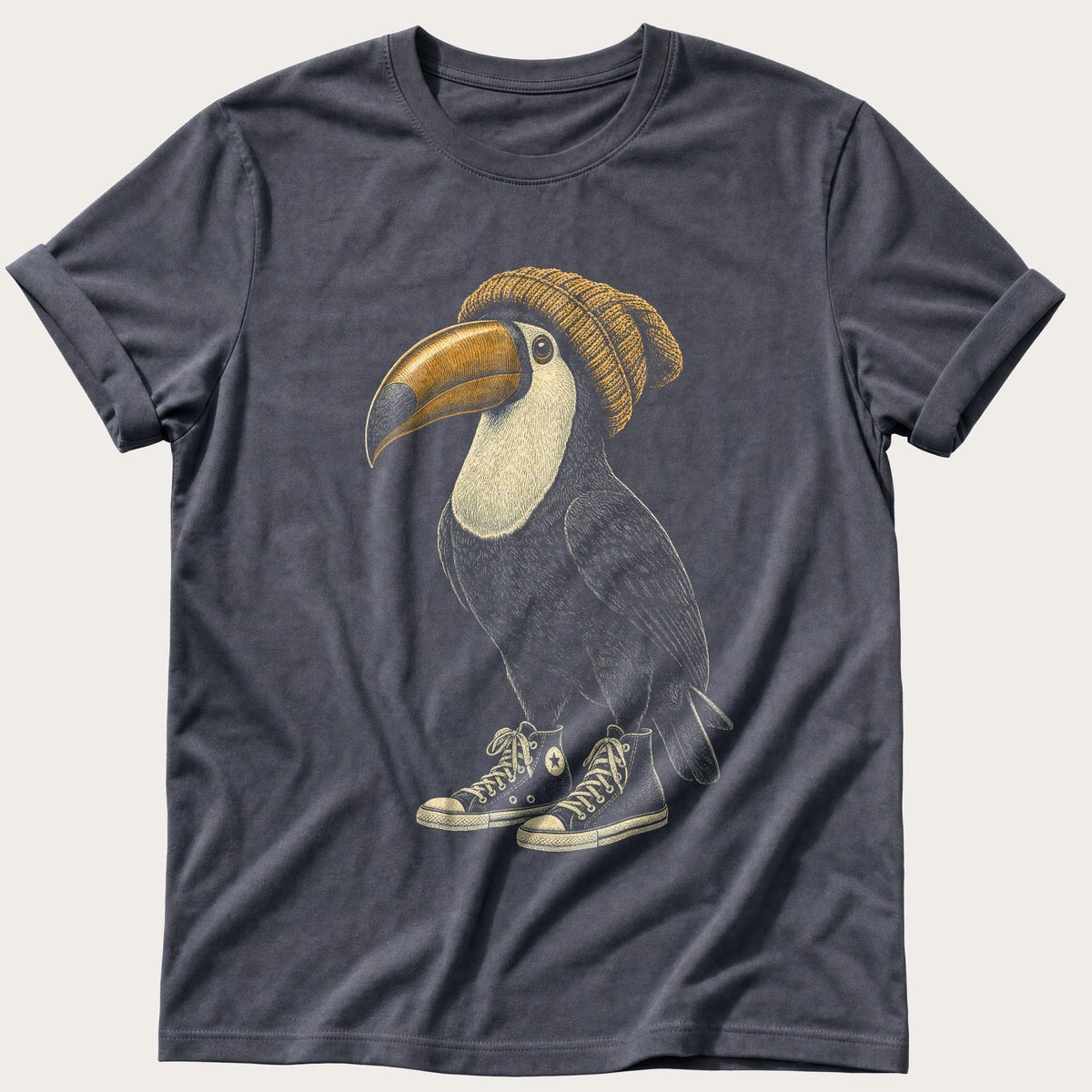 Beanie Toucan 2 — Navy Comfort Colors tee