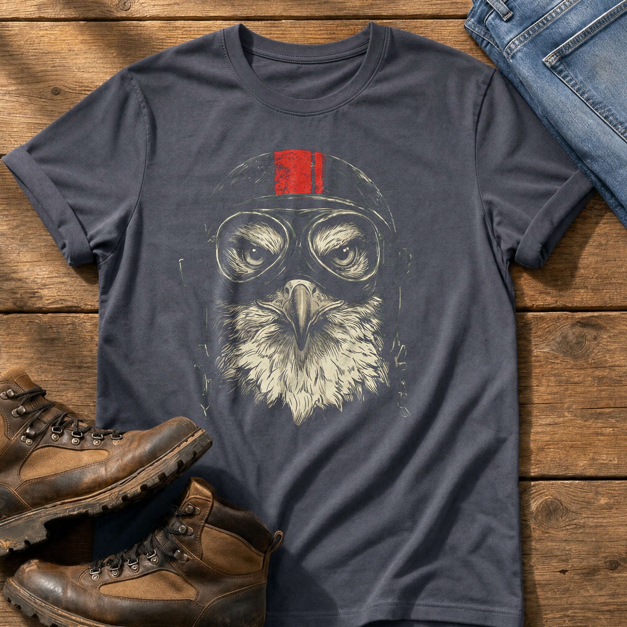 Biker Eagle 3 — Navy Comfort Colors tee