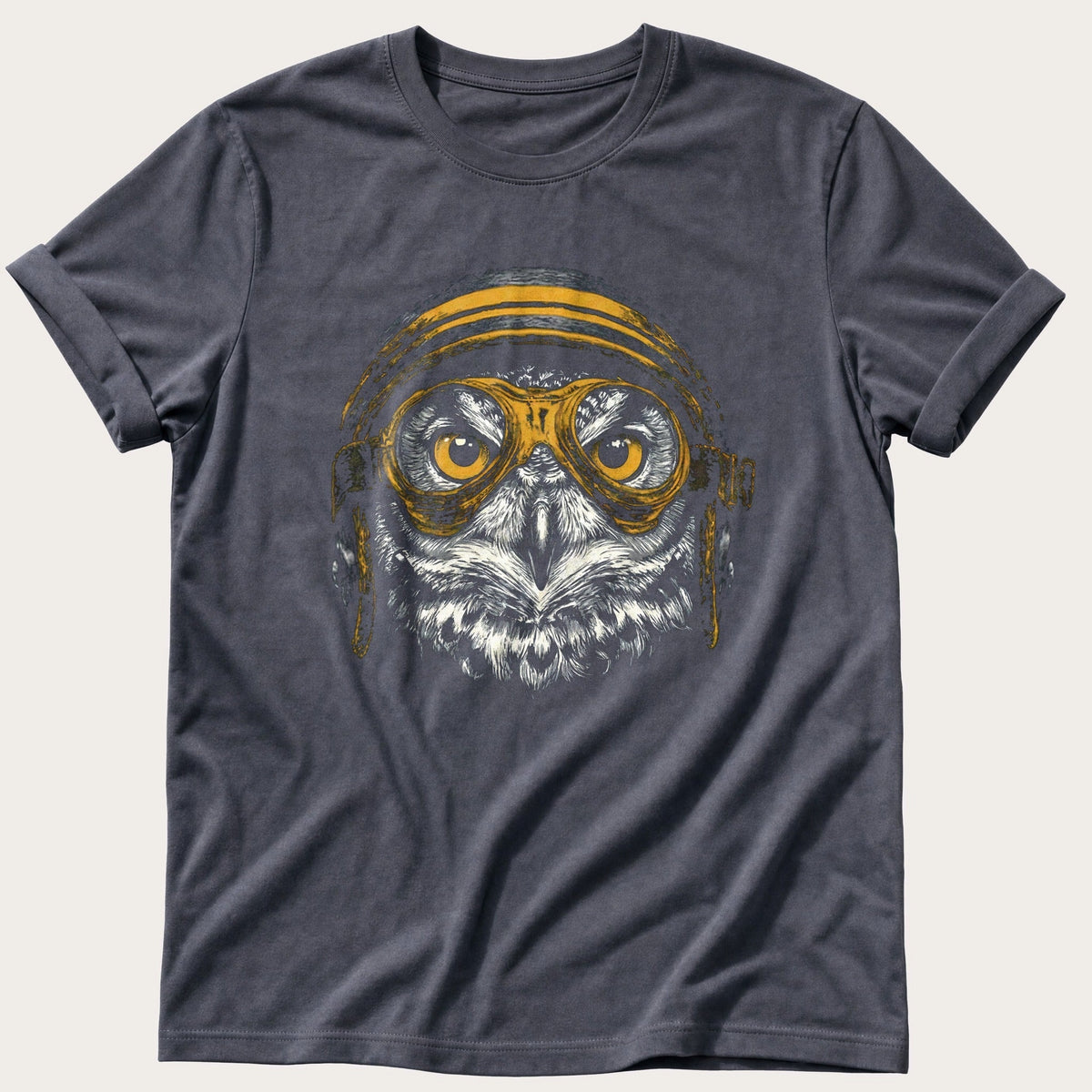 Biker Owl 8 — Navy Comfort Colors tee