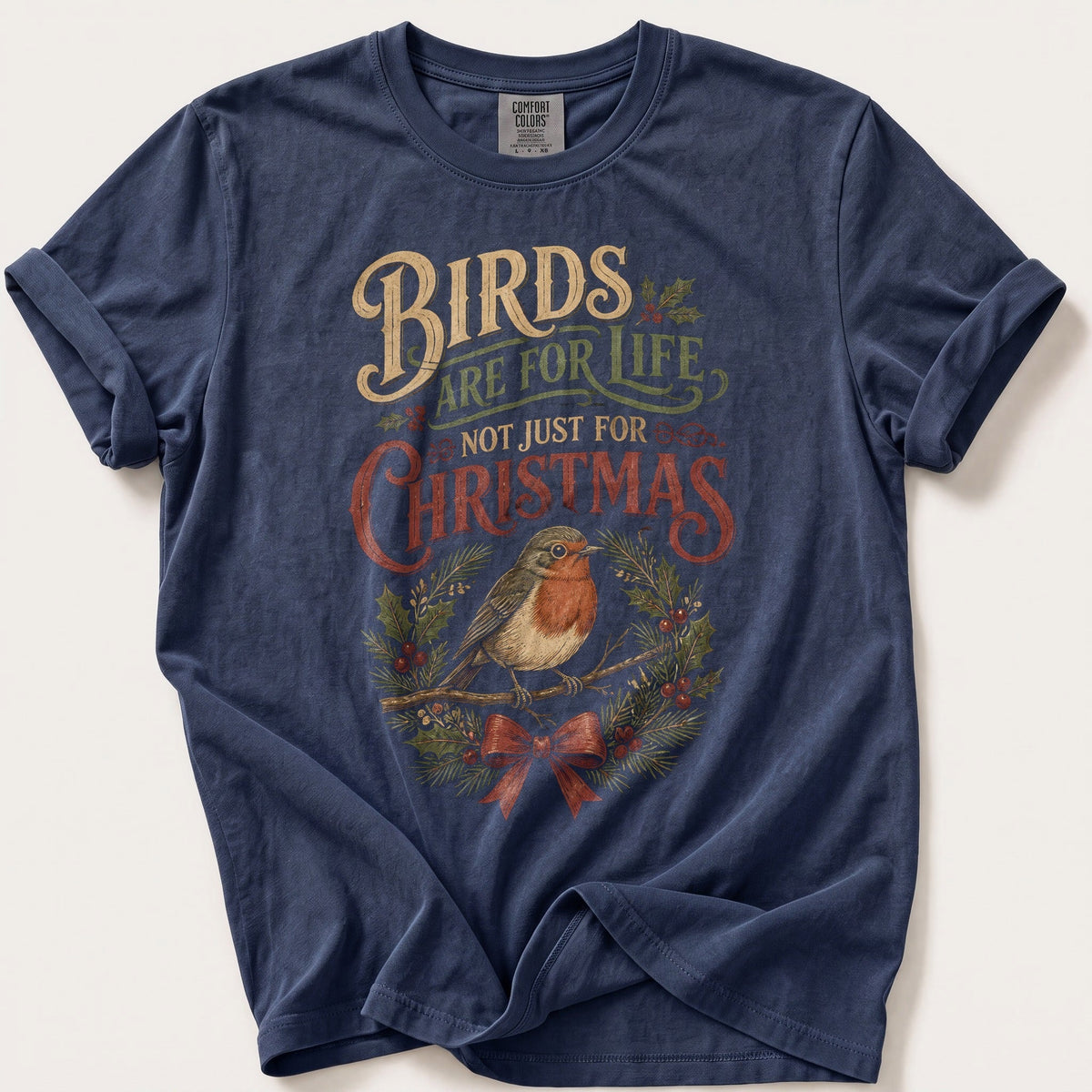 Birds Are For Life — Navy Comfort Colors tee