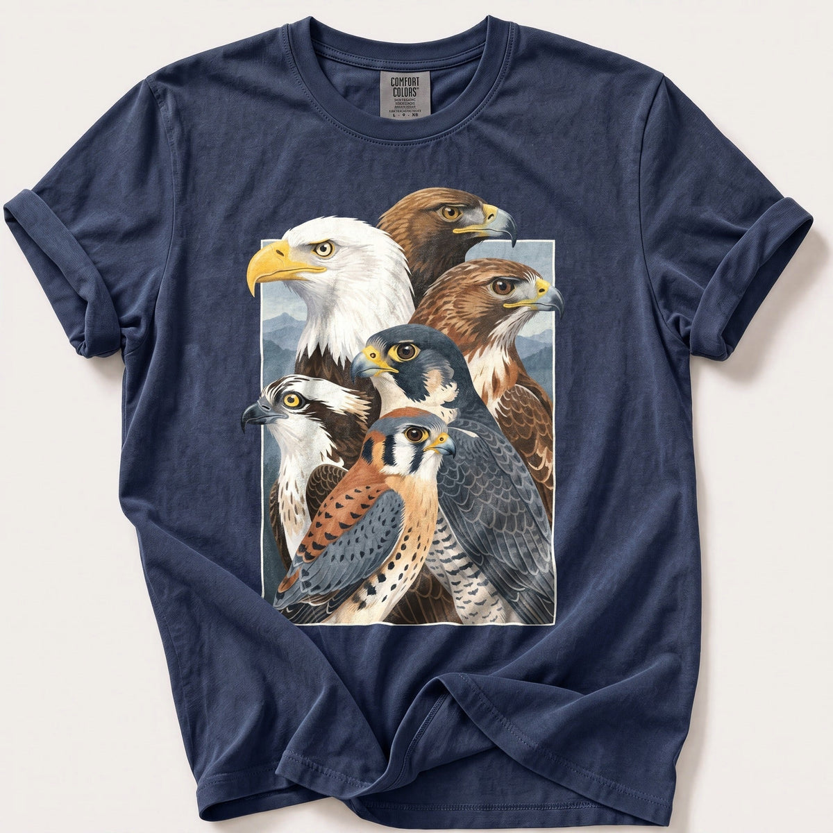 Birds Of Prey Breeds 33 — Navy Comfort Colors tee