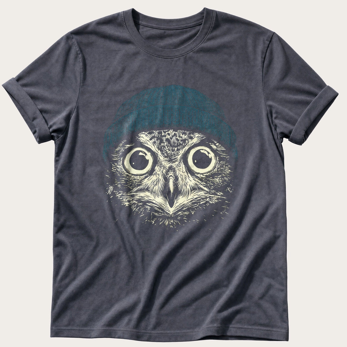 Blue Beanie Owl — Navy Comfort Colors tee