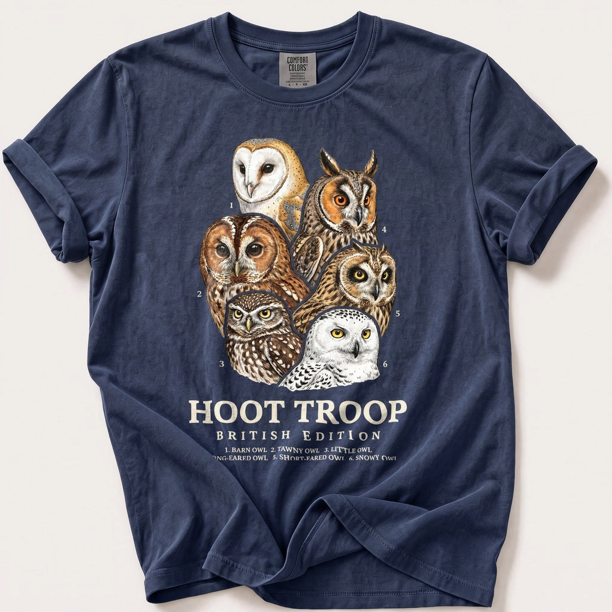 British Hoot Troop — Navy Comfort Colors tee