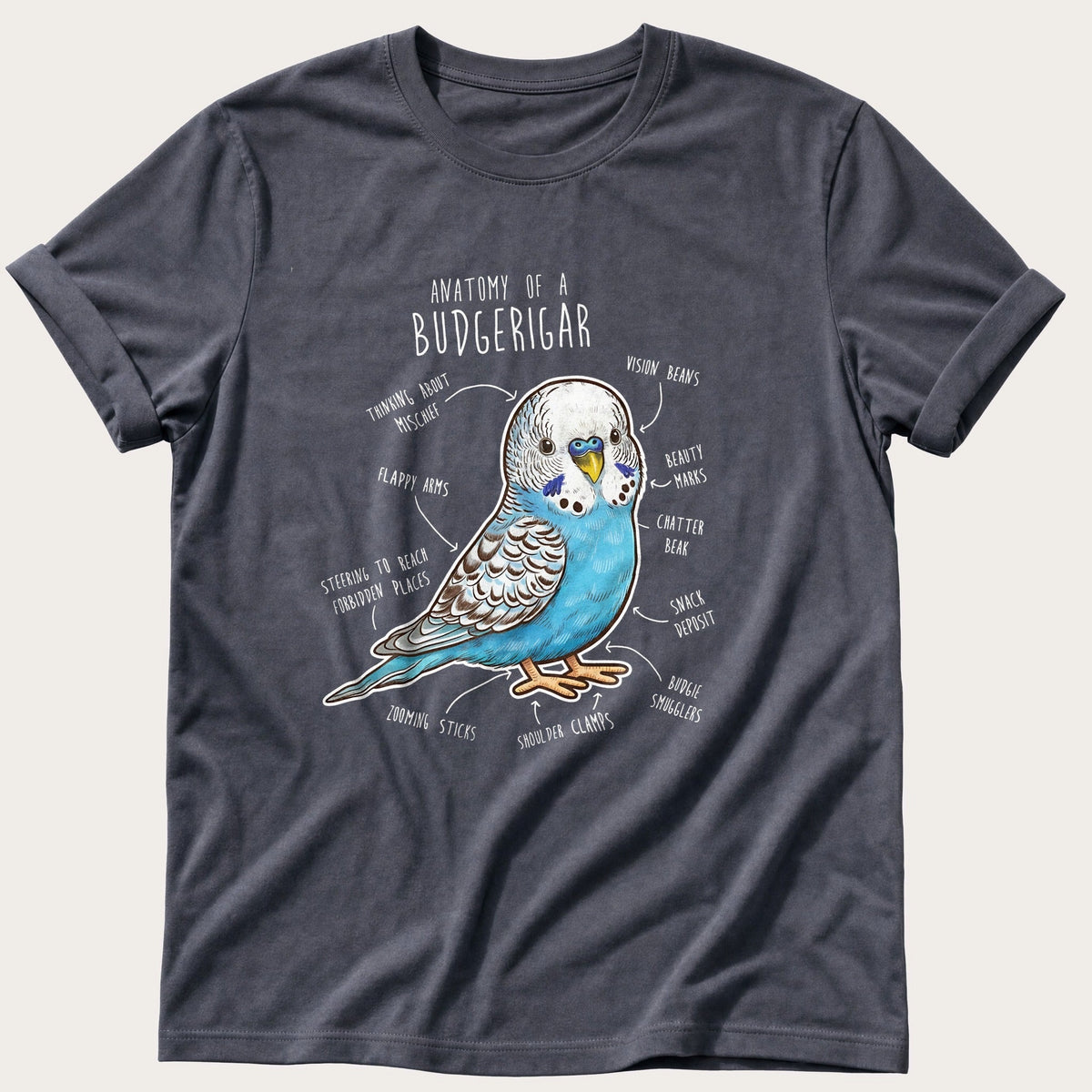 Budgie Anatomy cute — Navy Comfort Colors tee