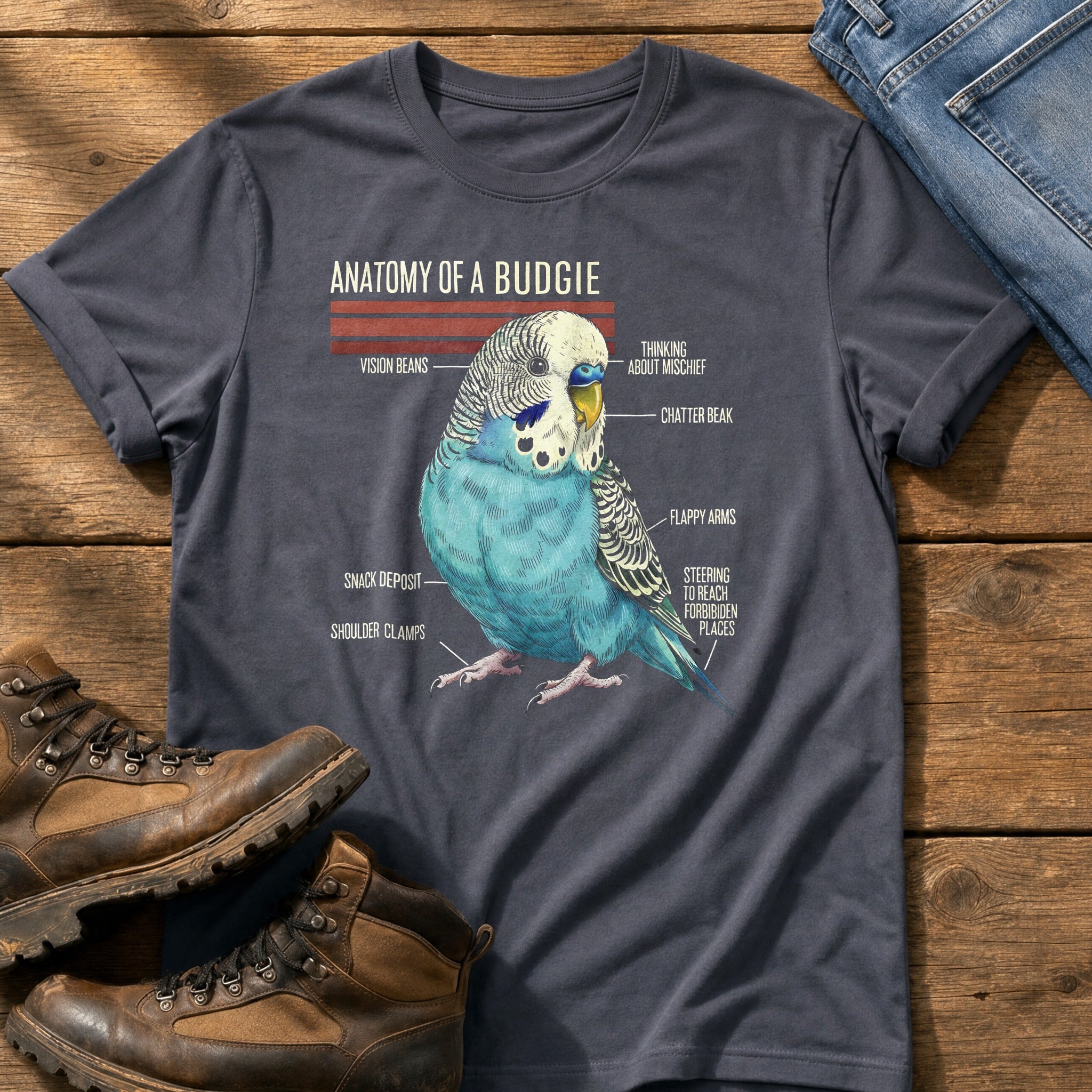 Budgie Anatomy — Navy Comfort Colors tee