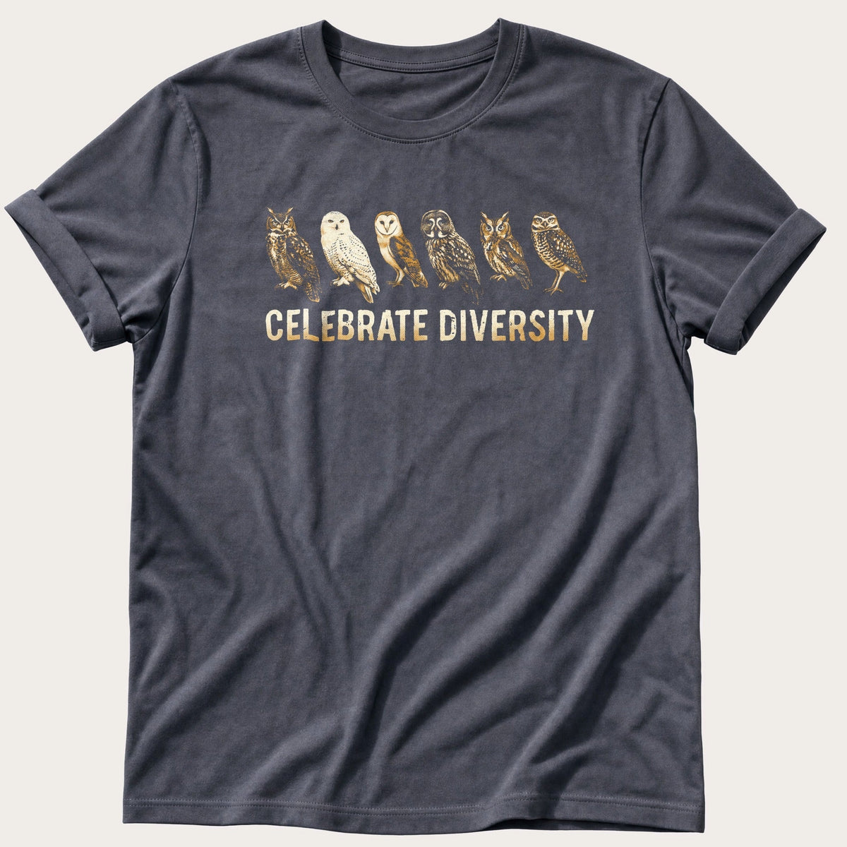 Celebrate Diversity Owls 44 — Navy Comfort Colors tee